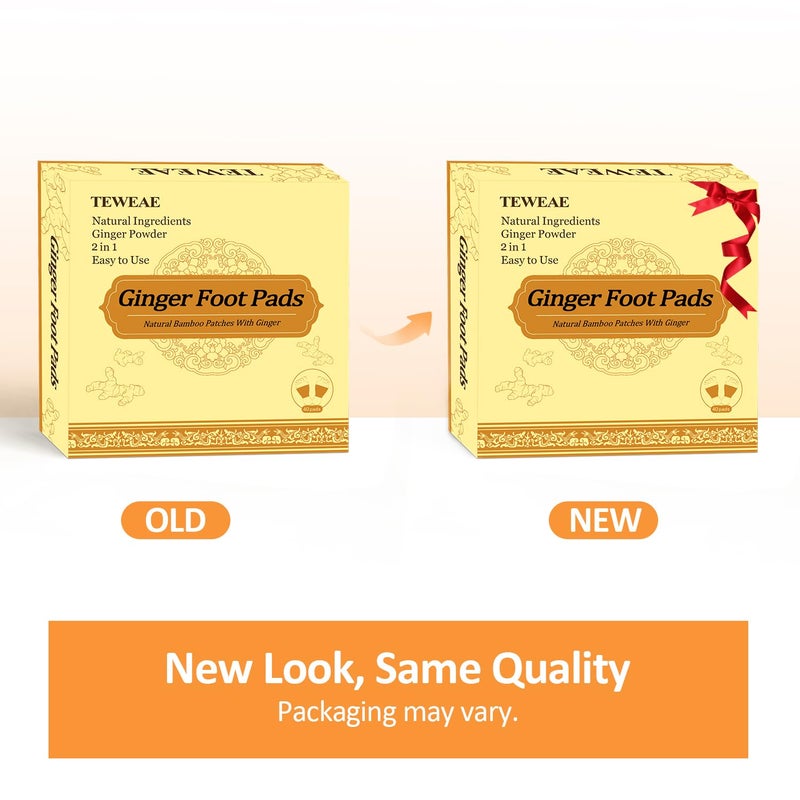 TEWEAE 2 in 1 Ginger Foot Pads, 40Pads Tear and Use, Premium Natural Ingredients Ginger Powder, Bamboo Vinegar FootPads with ''Stay in Place'' Adhesive Pads Sheet - Image 2